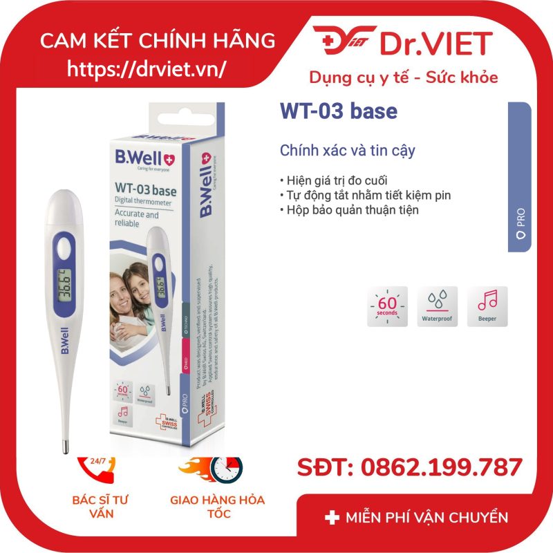Nhiệt kế điện tử B.Well Swiss WT-03 base 9 Nhiệt kế điện tử B.Well Swiss WT-03 base