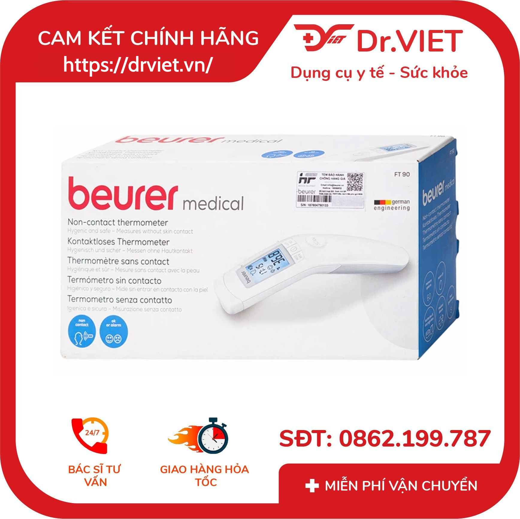 Nhiệt kế điện tử hồng ngoại Beurer FT90 đo trán 5 Nhiệt kế điện tử hồng ngoại Beurer FT90 đo trán