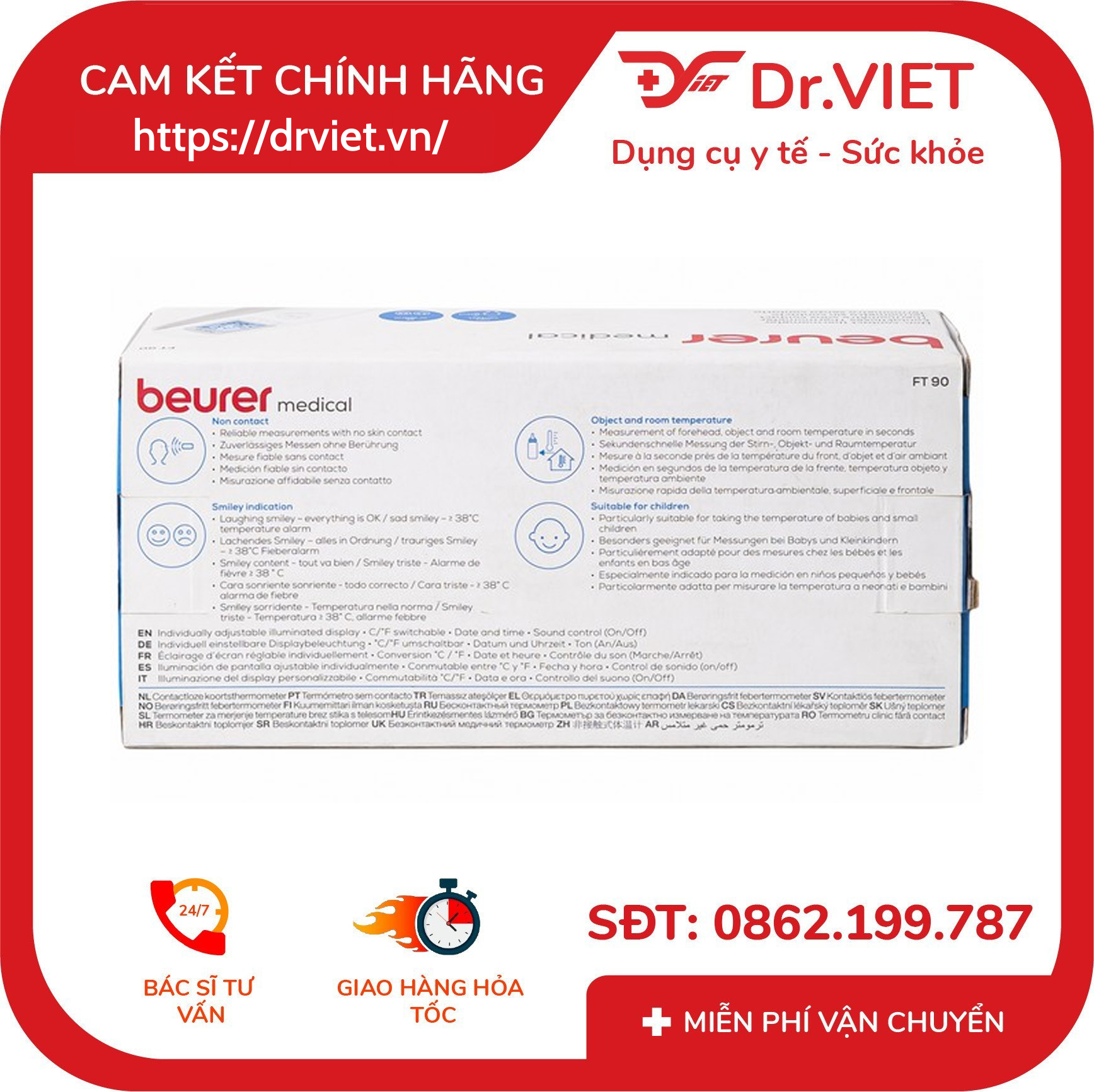 Nhiệt kế điện tử hồng ngoại Beurer FT90 đo trán 6 Nhiệt kế điện tử hồng ngoại Beurer FT90 đo trán