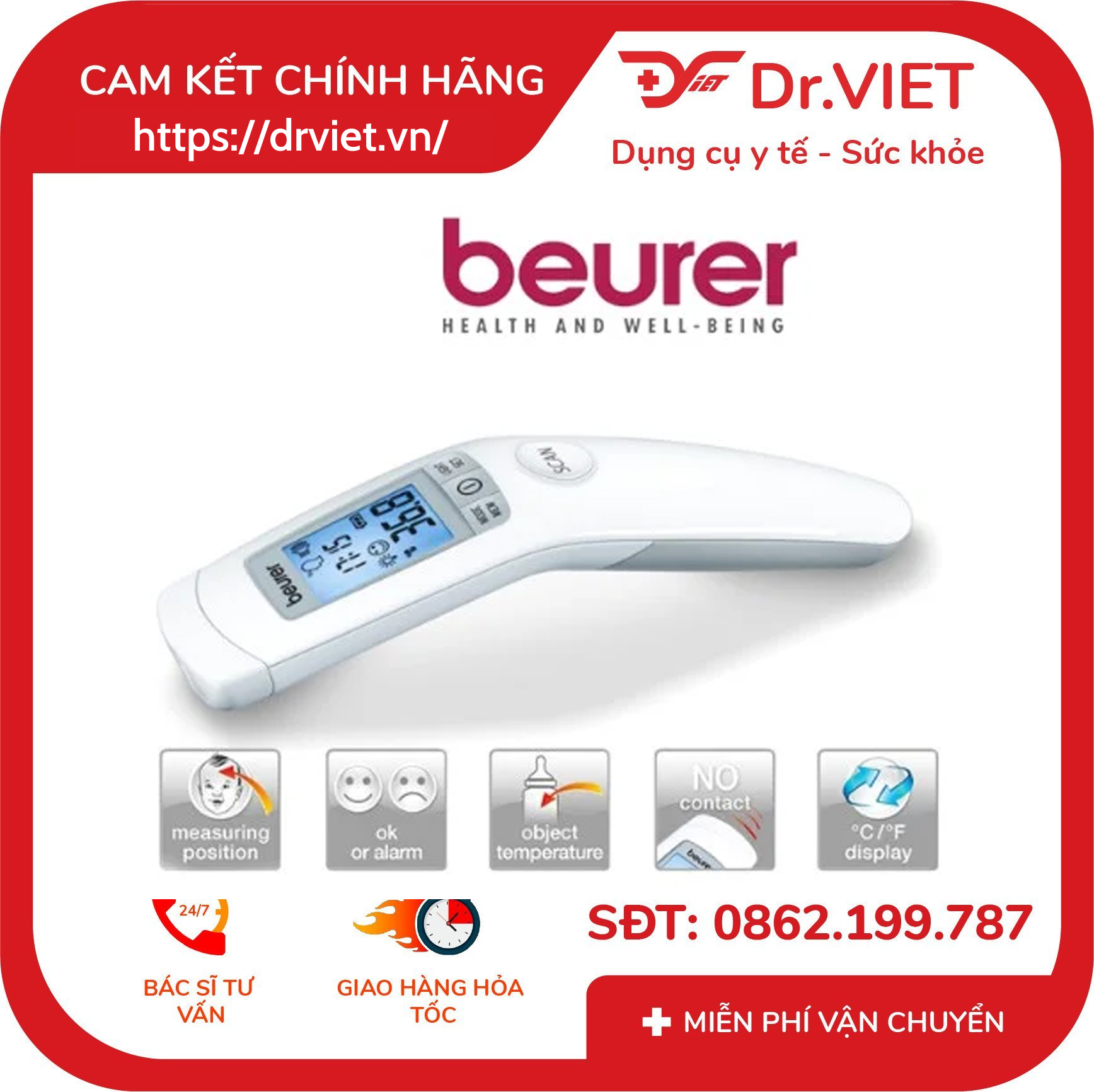 Nhiệt kế điện tử hồng ngoại Beurer FT90 đo trán 7 Nhiệt kế điện tử hồng ngoại Beurer FT90 đo trán