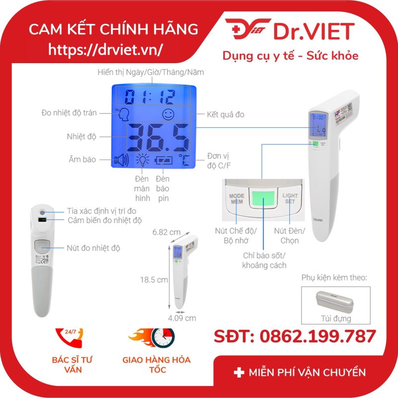 Nhiệt kế hồng ngoại Beurer FT100 10 Nhiệt kế hồng ngoại Beurer FT100