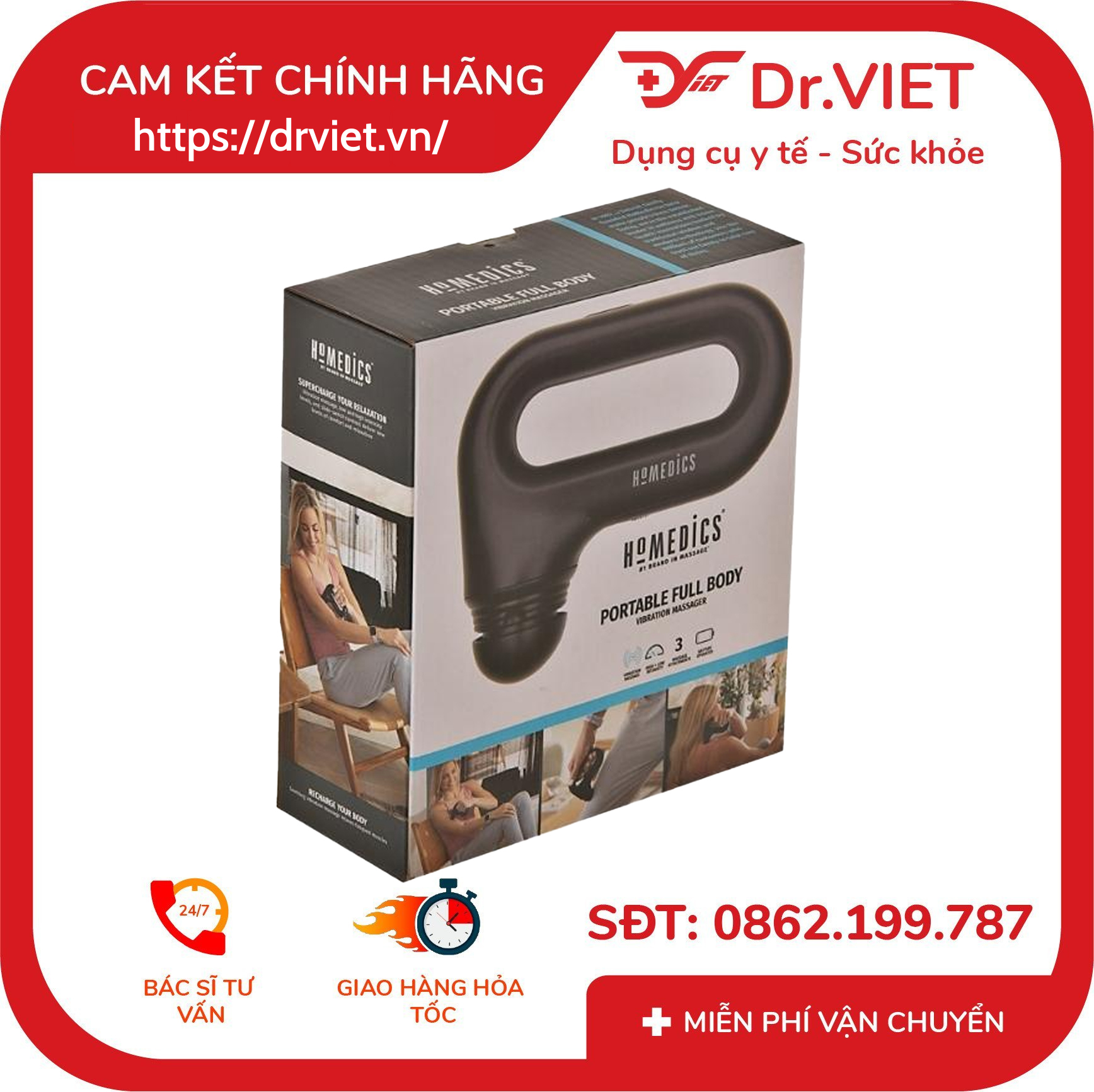 Súng massage cầm tay Homedics HHP-120 8 Súng massage cầm tay Homedics HHP-120