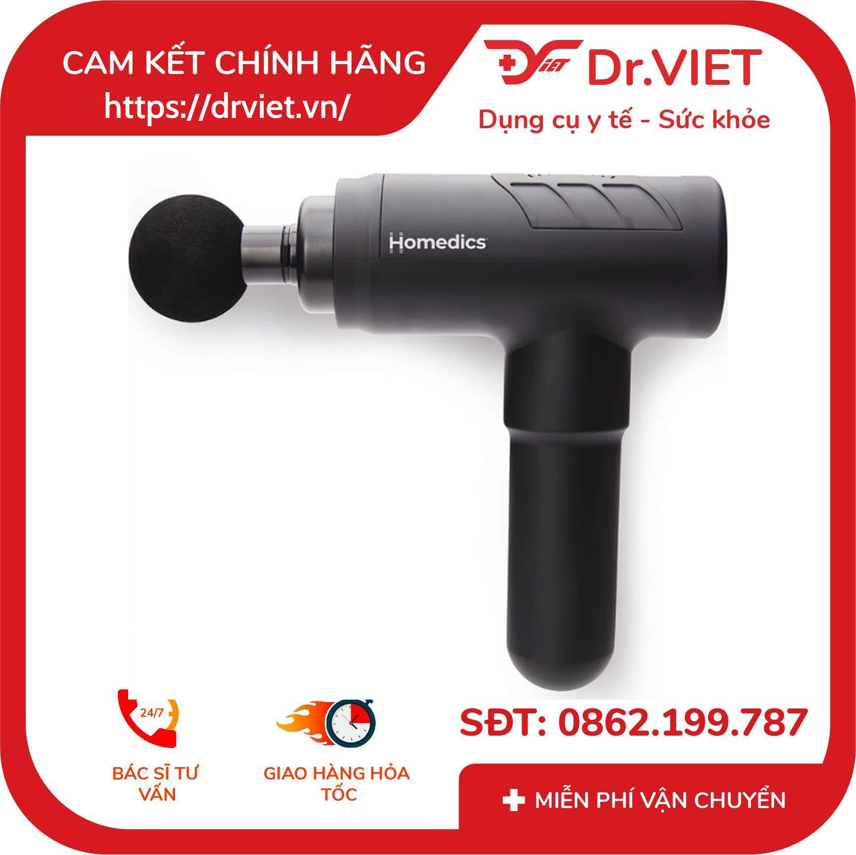 Súng massage cầm tay Homedics HHP-680 5 Súng massage cầm tay Homedics HHP-680