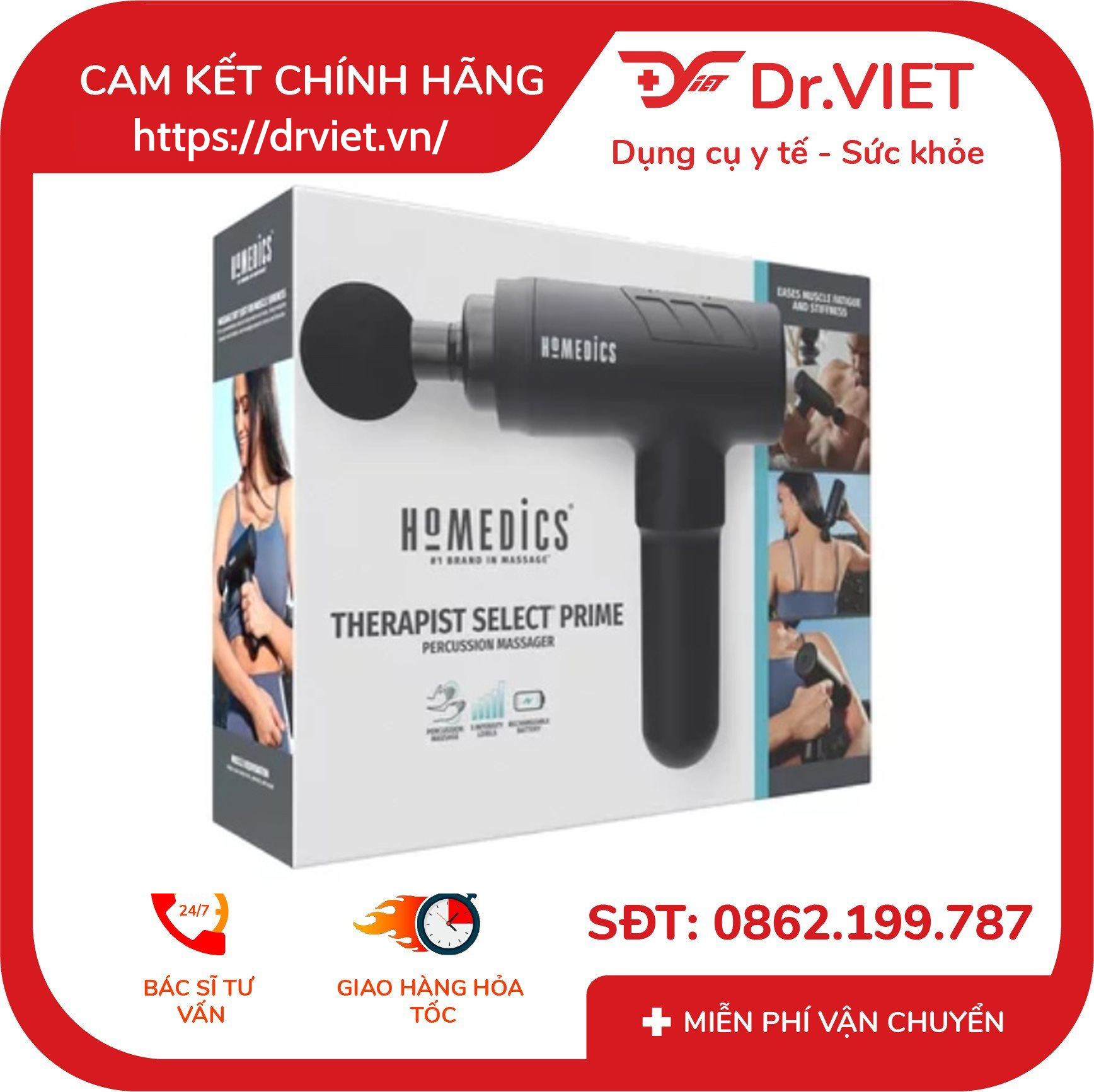 Súng massage cầm tay Homedics HHP-680 7 Súng massage cầm tay Homedics HHP-680