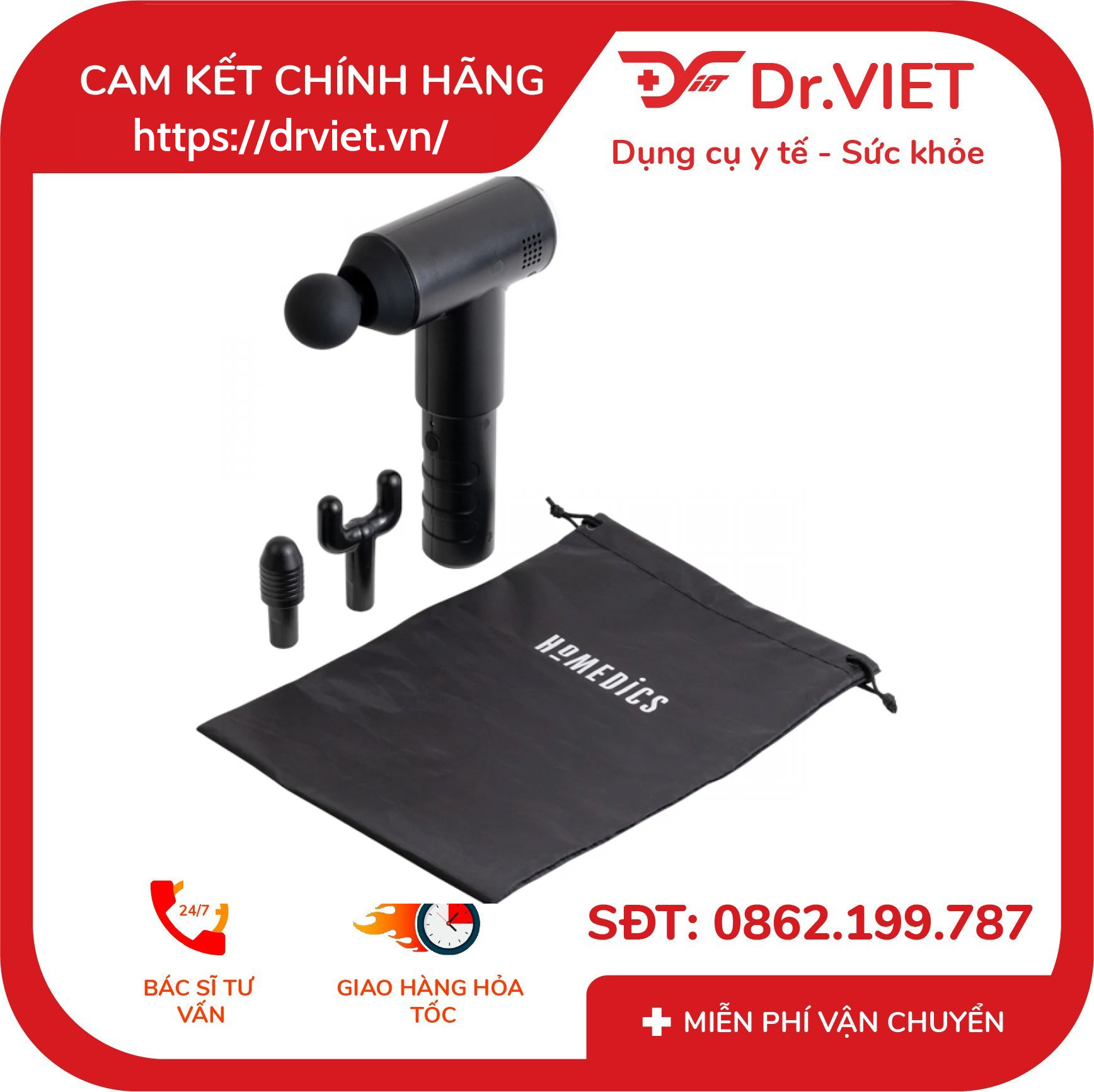 Súng massage cao cấp HoMedics PGM-200A 2 Súng massage cao cấp HoMedics PGM-200A