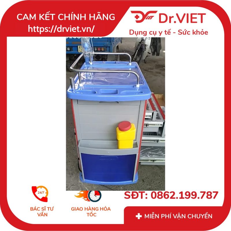 Tủ Xe Đẩy Dụng Cụ Cấp Cứu Tajermy TJM-TC02