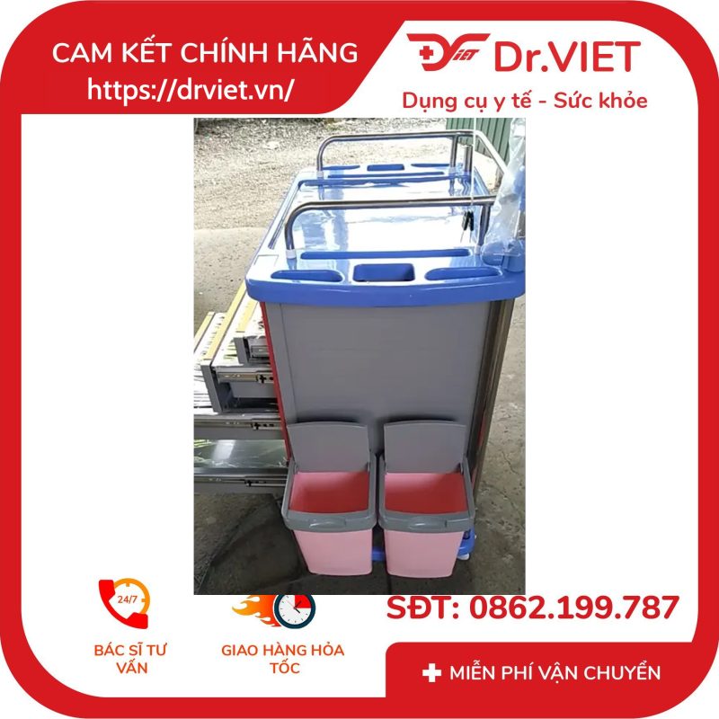 Tủ Xe Đẩy Dụng Cụ Cấp Cứu Tajermy TJM-TC02