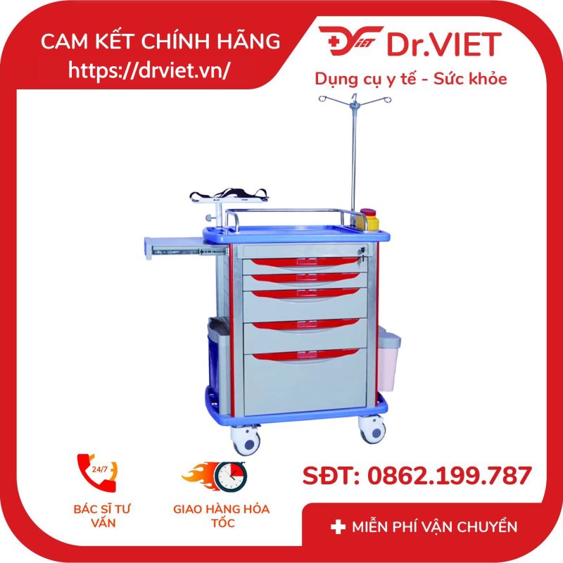 Tủ Xe Đẩy Dụng Cụ Cấp Cứu Tajermy TJM-TC02