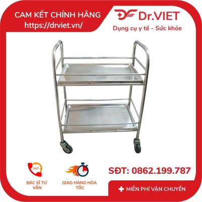 Xe đẩy inox 2 tầng 40 x 60 không hộc