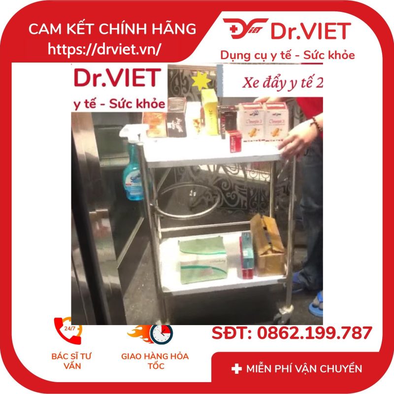 Xe đẩy y tế 2 tầng 1 vòng thau DCG27