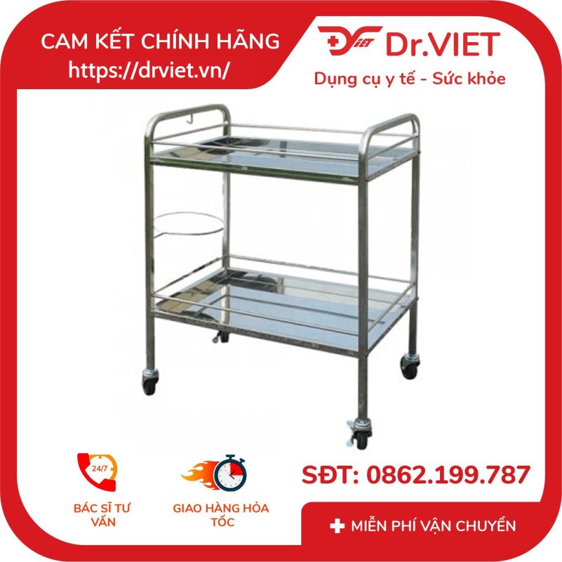 Xe đẩy y tế 2 tầng 1 vòng thau DCG27 11 Xe đẩy y tế 2 tầng 1 vòng thau DCG27