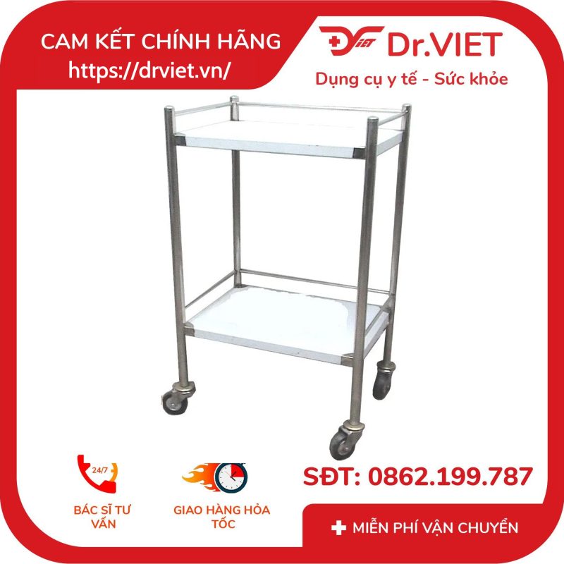 Xe đẩy y tế 2 tầng 1 vòng thau DCG27