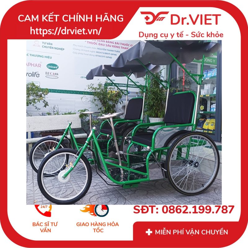 Xe Lắc Tay Sắt STD ngã nằm có mui Đức Cường DCL03