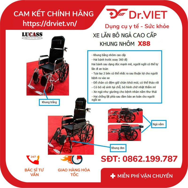 Xe lăn đa năng nhôm Lucass X-7LB (X88) 16 Xe lăn đa năng nhôm Lucass X-7LB (X88)