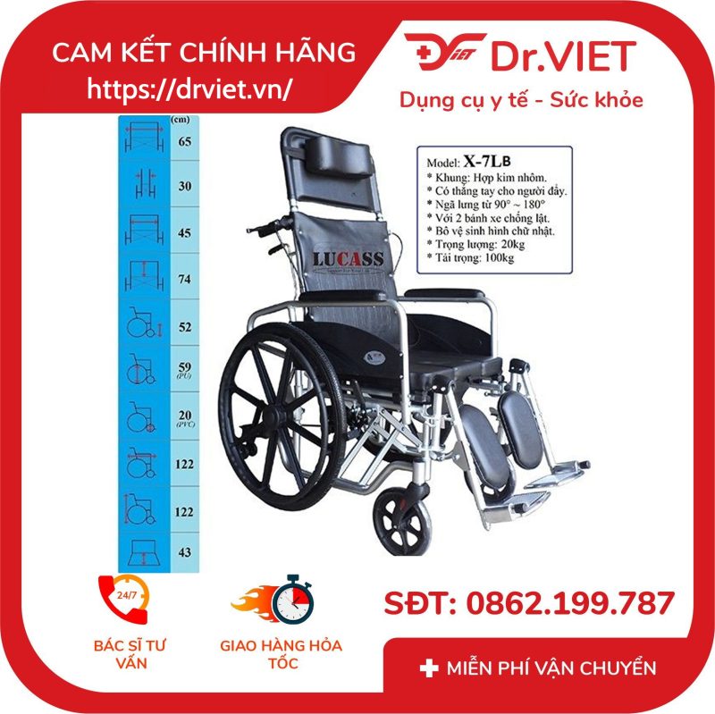 Xe lăn đa năng nhôm Lucass X-7LB (X88)