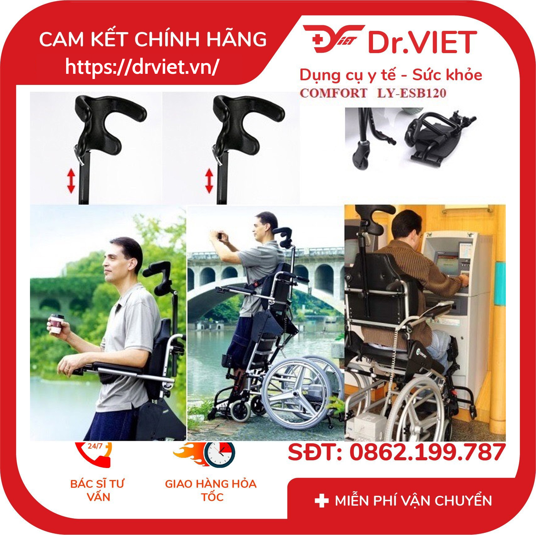 Xe lăn điện đứng Đài Loan phục hồi chức năng chân LY-ESB120 7 Xe lăn điện đứng Đài Loan phục hồi chức năng chân LY-ESB120