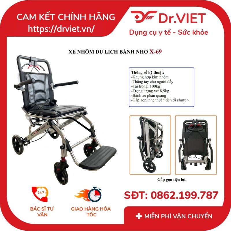 Xe Lăn Du Lịch Bánh Nhỏ Lucass X-963 (X-69) 10 Xe Lăn Du Lịch Bánh Nhỏ Lucass X-963 (X-69)