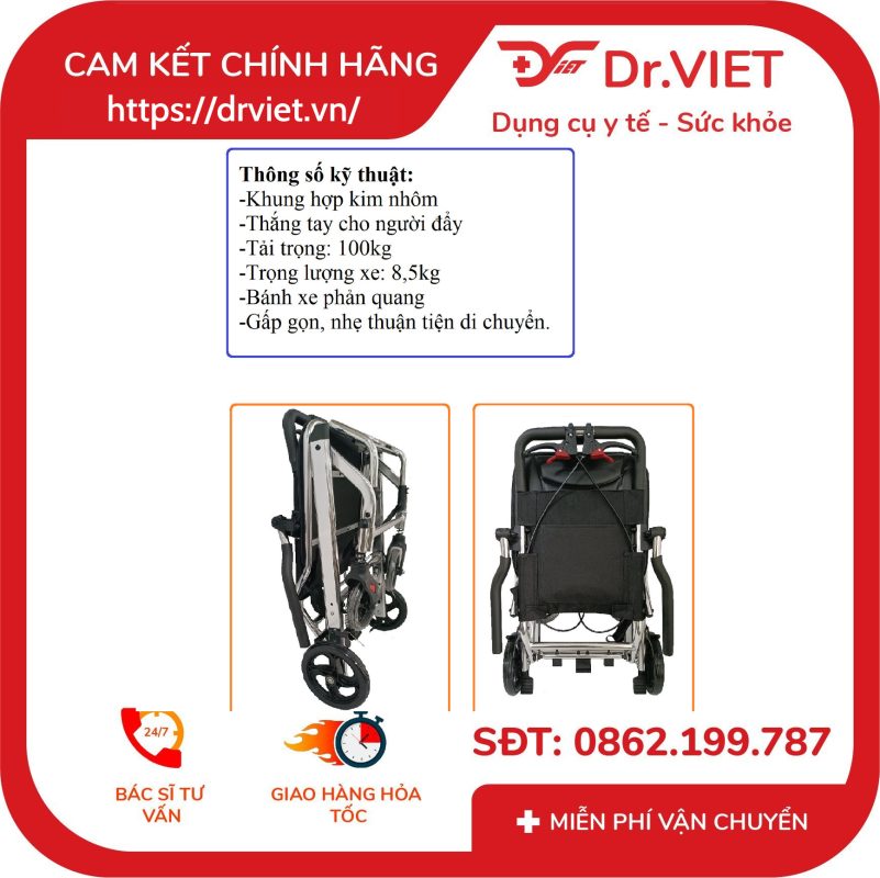 Xe Lăn Du Lịch Bánh Nhỏ Lucass X-963 (X-69)