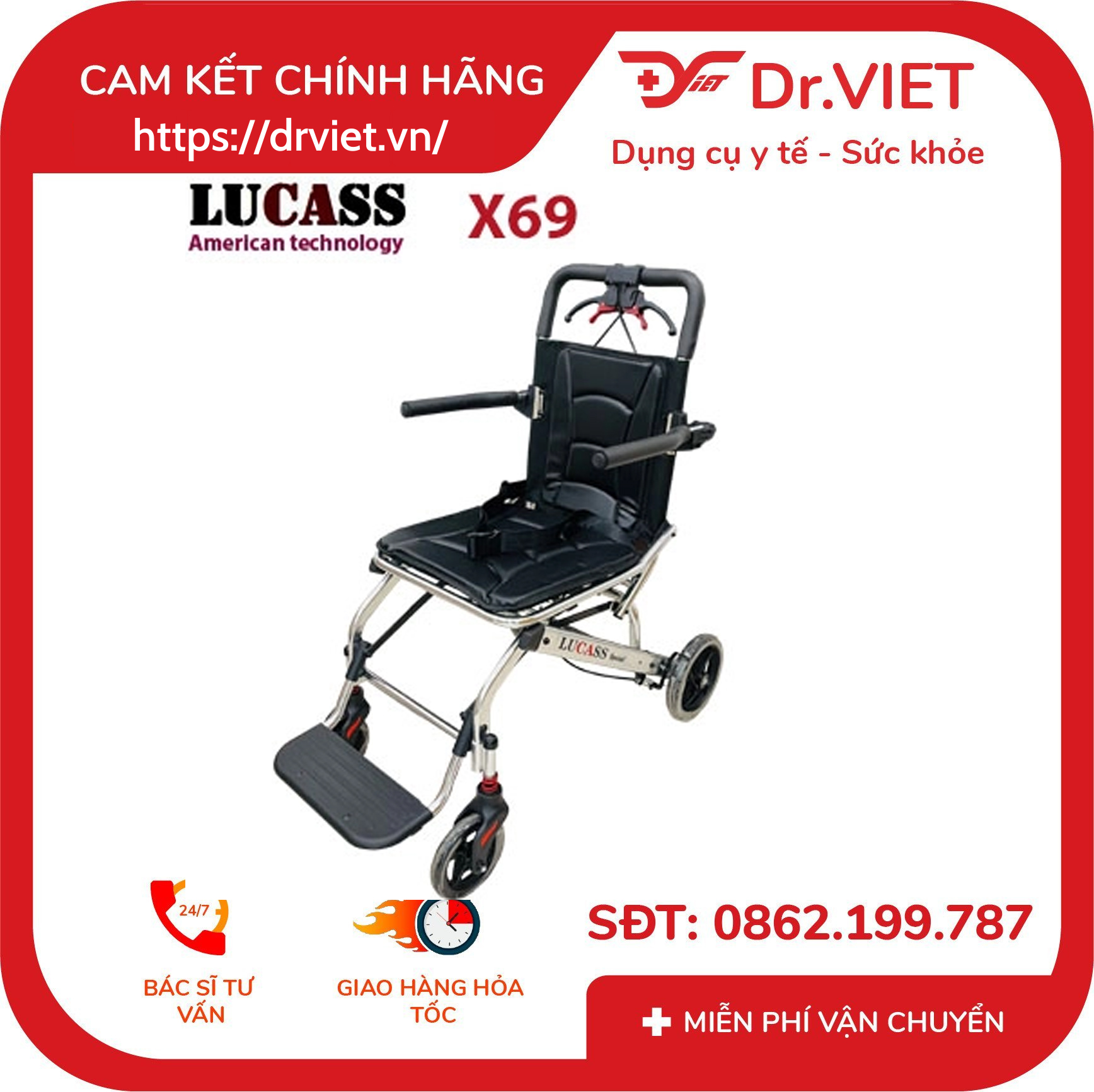 Xe Lăn Du Lịch Bánh Nhỏ Lucass X-963 (X-69) 3 Xe Lăn Du Lịch Bánh Nhỏ Lucass X-963 (X-69)