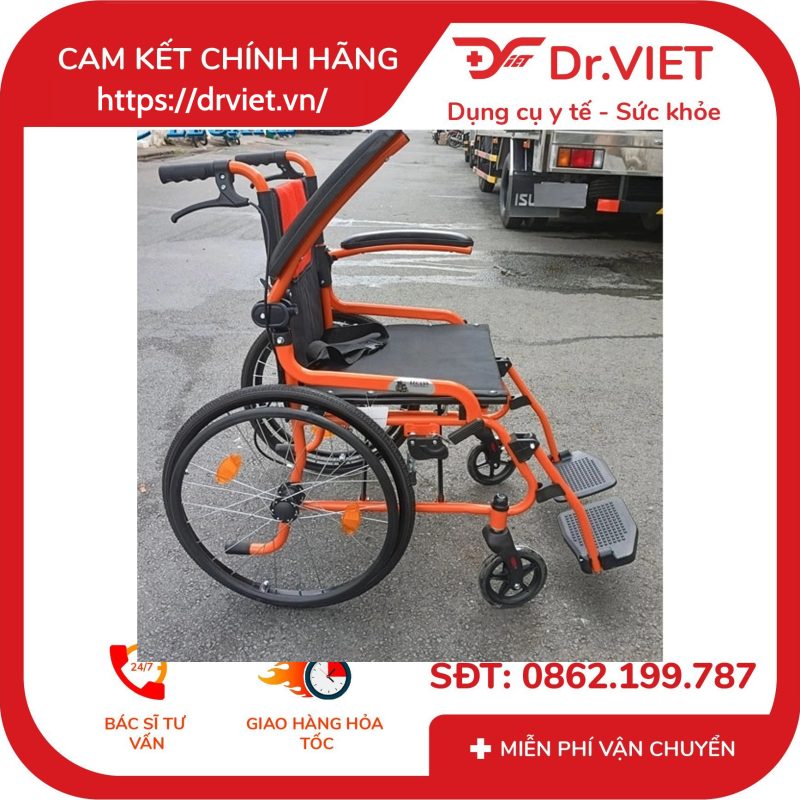 Xe Lăn Du Lịch Sắt Sơn Bánh Lớn Lucass X-61 11 Xe Lăn Du Lịch Sắt Sơn Bánh Lớn Lucass X-61
