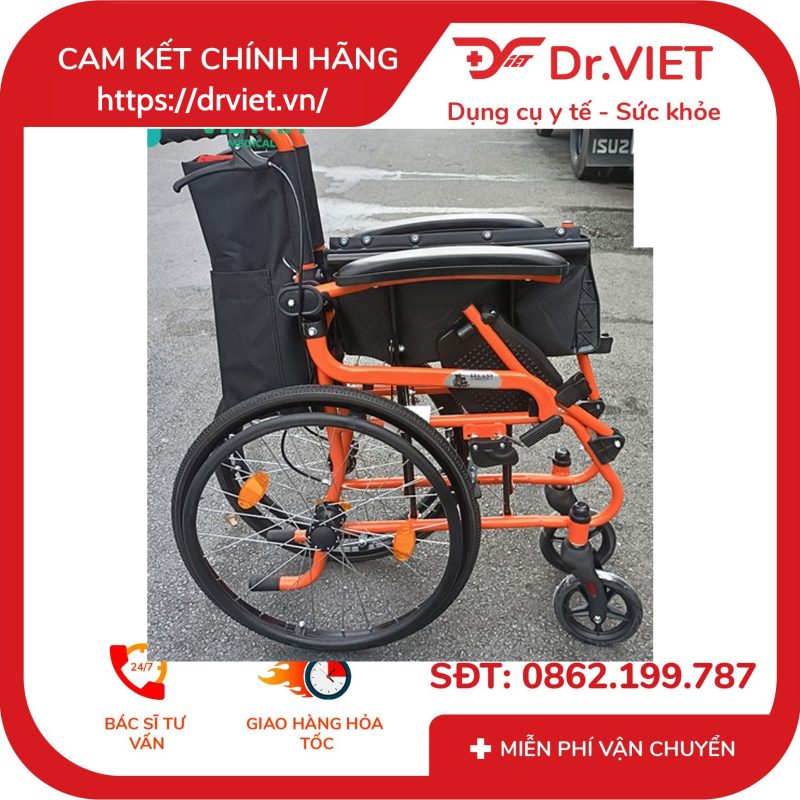 Xe Lăn Du Lịch Sắt Sơn Bánh Lớn Lucass X-61 12 Xe Lăn Du Lịch Sắt Sơn Bánh Lớn Lucass X-61