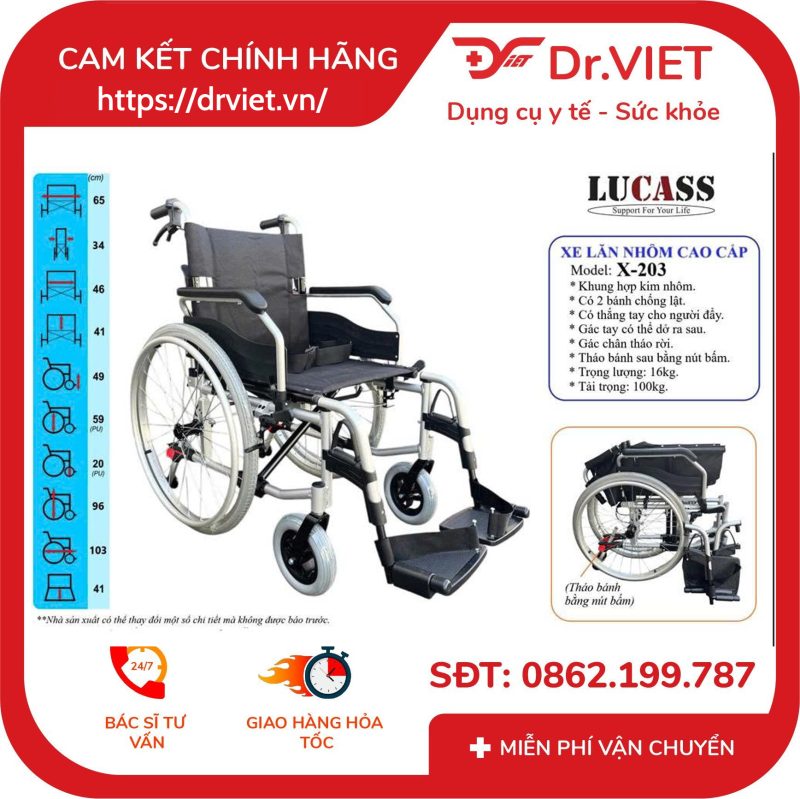 Xe Lăn Nhôm Cao Cấp Lucass X-203