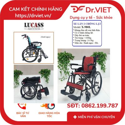 Xe Lăn Sắt Sơn Chống Lật Lucass X-980L 17 Xe Lăn Sắt Sơn Chống Lật Lucass X-980L