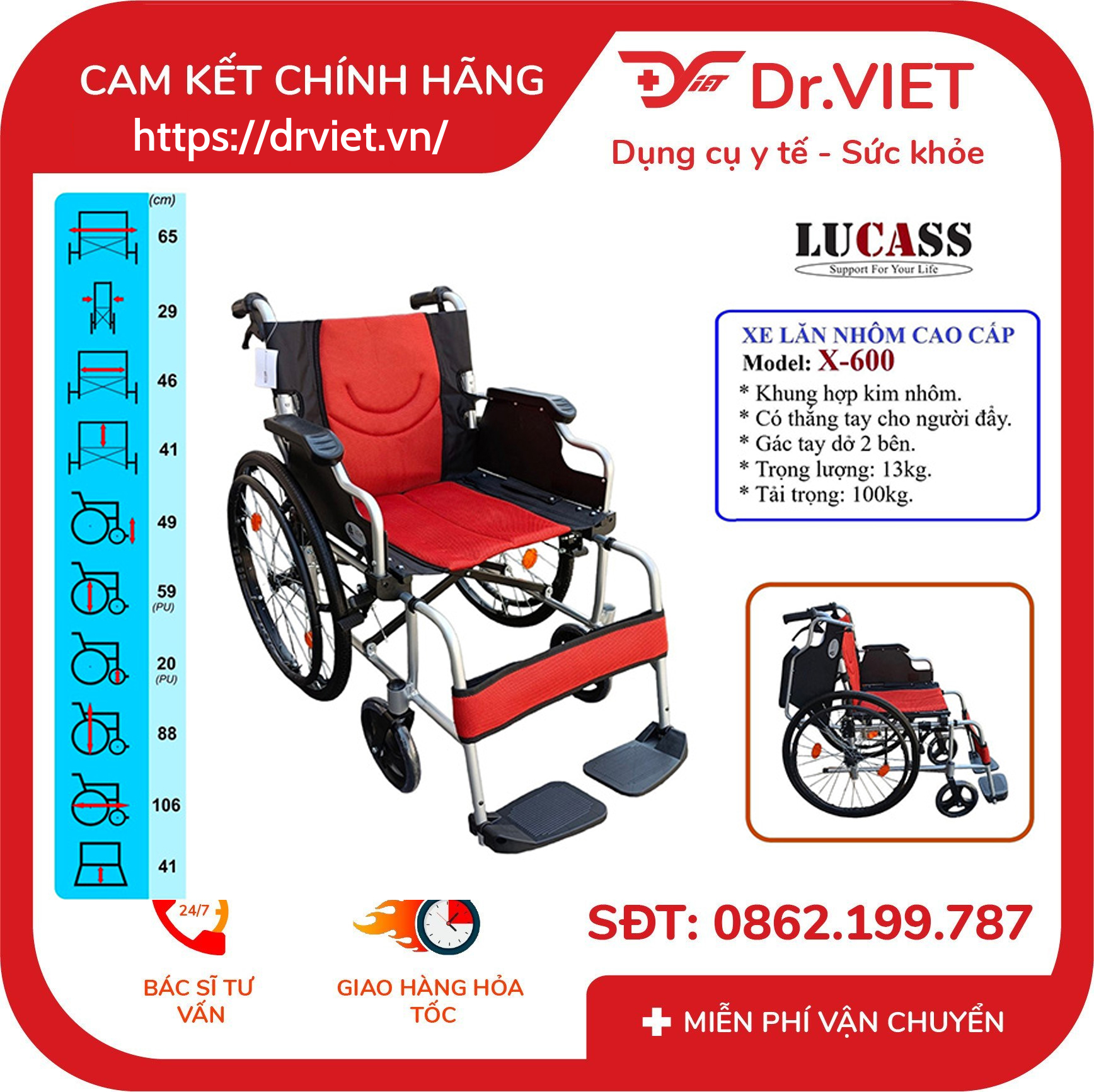 Xe Lăn Tay Lucass X-600 3 Xe Lăn Tay Lucass X-600