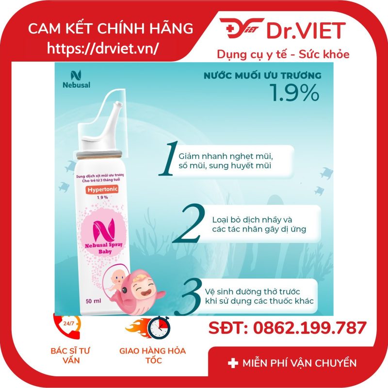 Xịt mũi ưu trương Nebusal Spray 1.9% 10 Xịt mũi ưu trương Nebusal Spray 1.9%