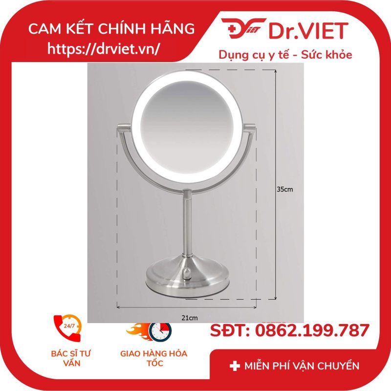 Gương trang điểm 2 mặt kèm đèn Led HoMedics MIR-8150-EU