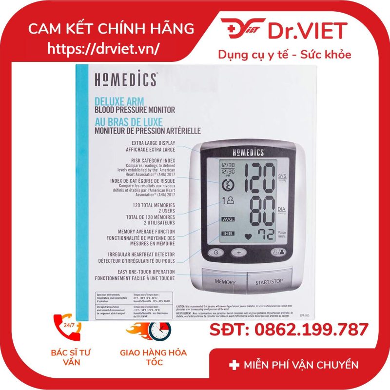 Máy đo huyết áp bắp tay Homedics BPA-065 10 Máy đo huyết áp bắp tay Homedics BPA-065