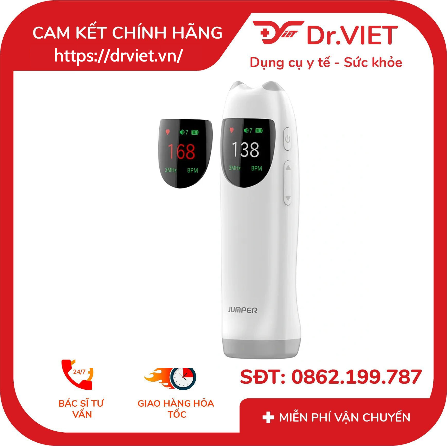 Máy đo nghe tim thai cá nhân mini Jumper SHA10 5 Máy đo nghe tim thai cá nhân mini Jumper SHA10