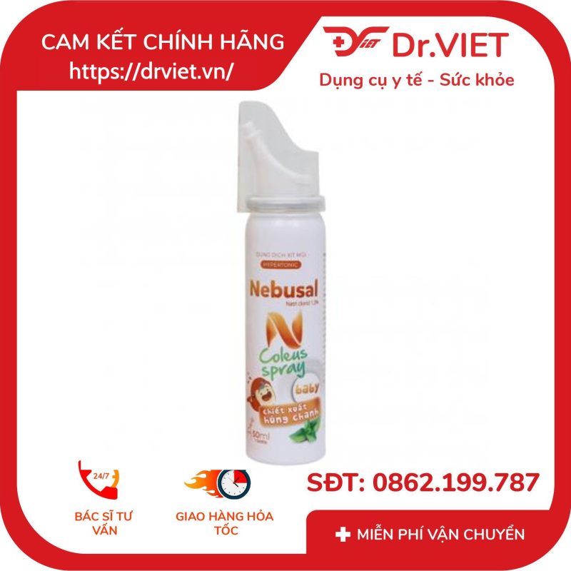 Dung dịch xịt mũi Nebusal 1,3% Baby chiết xuất Húng chanh 12 Dung dịch xịt mũi Nebusal 1,3% Baby chiết xuất Húng chanh