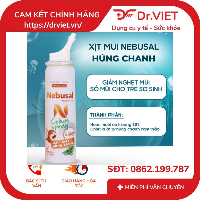 Dung dịch xịt mũi Nebusal 1,3% Baby chiết xuất Húng chanh 11 Dung dịch xịt mũi Nebusal 1,3% Baby chiết xuất Húng chanh