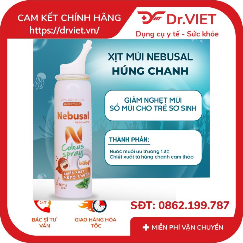 Dung dịch xịt mũi Nebusal 1,3% Baby chiết xuất Húng chanh