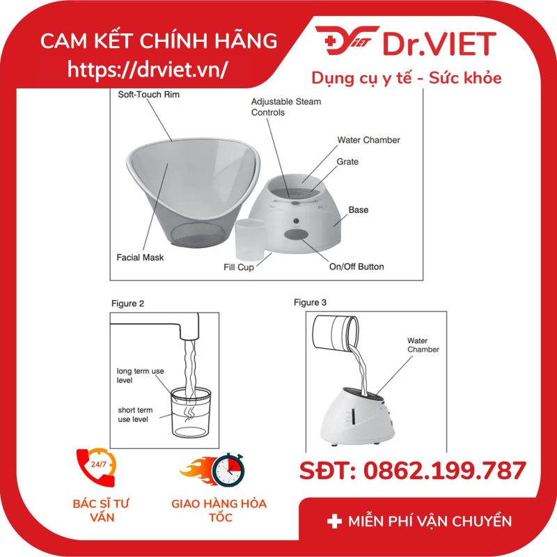 Máy xông hơi mặt tái tạo da Homedics FAC-40WTA/FAC-40GYA