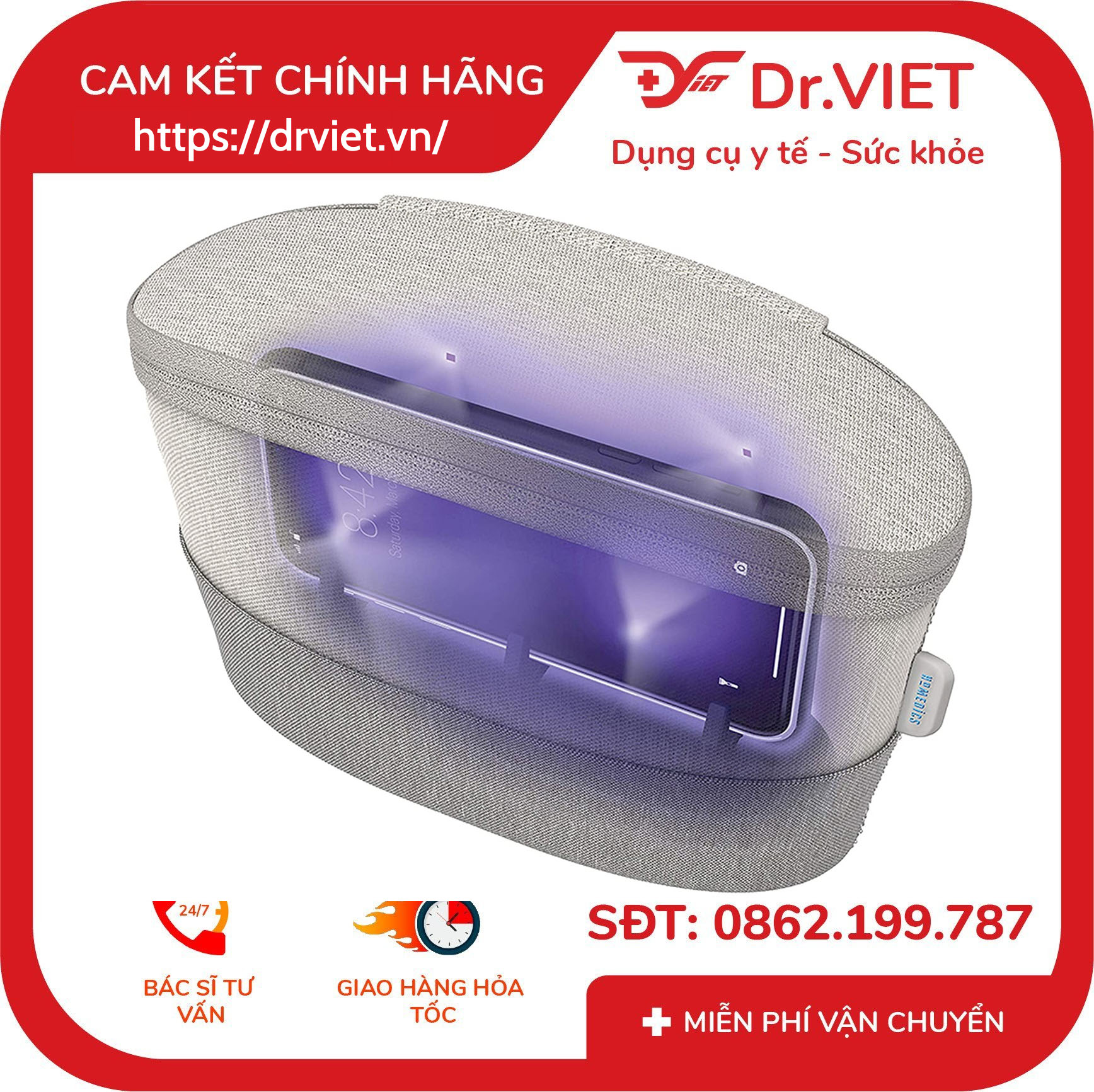 Túi khử khuẩn công nghệ tia UV HoMedics SAN-B100 3 Túi khử khuẩn công nghệ tia UV HoMedics SAN-B100