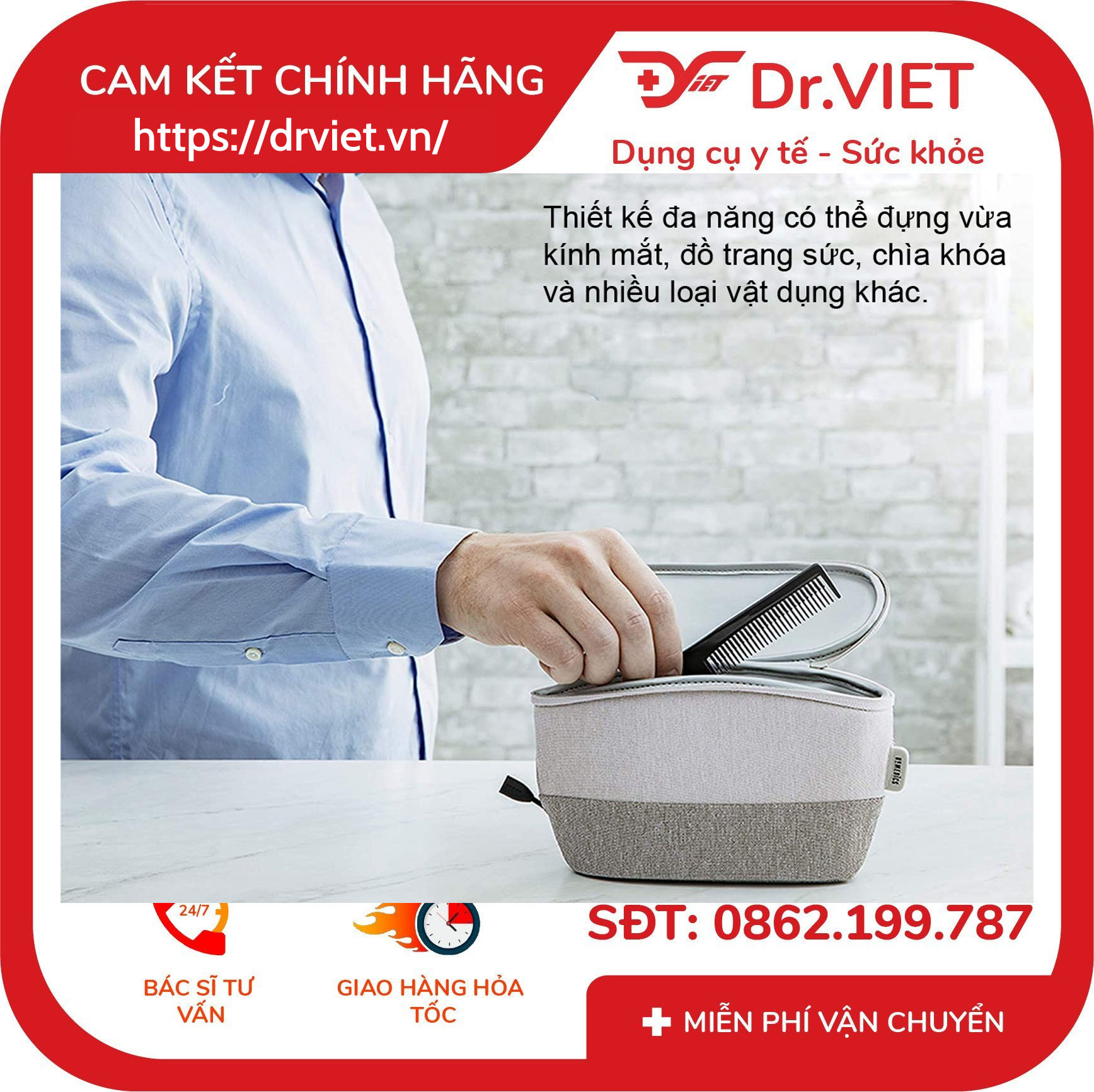 Túi khử khuẩn công nghệ tia UV HoMedics SAN-B100 5 Túi khử khuẩn công nghệ tia UV HoMedics SAN-B100