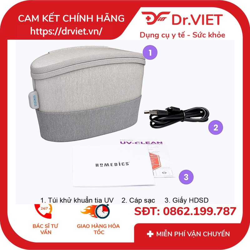 Túi khử khuẩn công nghệ tia UV HoMedics SAN-B100 13 Túi khử khuẩn công nghệ tia UV HoMedics SAN-B100
