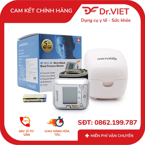 Máy đo huyết áp cổ tay Microlife chính hãng – mẫu BP 3BJ1-4D, độ chính xác cao