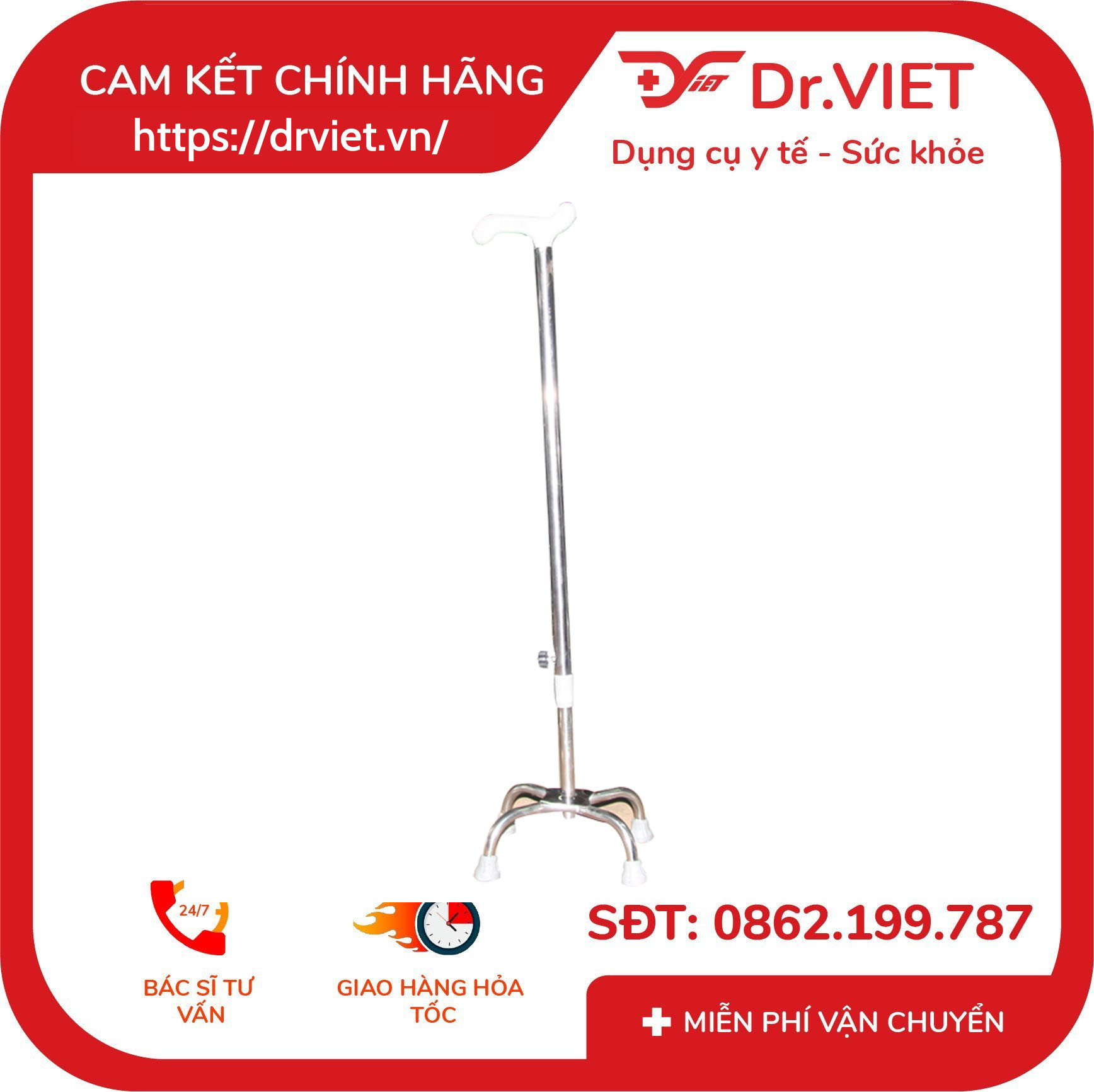 Gậy 4 chân Inox Đức Cường DCG01 6 Gậy 4 chân Inox Đức Cường DCG01