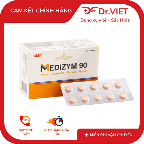Medizym 90 Viên Uống Bổ Sung Enzyme Hỗ Trợ Giảm Sưng Nề, Tan Bầm Hiệu Quả