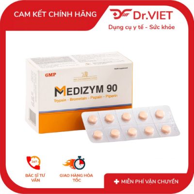 Medizym 90 viên uống enzyme hỗ trợ giảm viêm, giảm phù nề, tan bầm tím hiệu quả