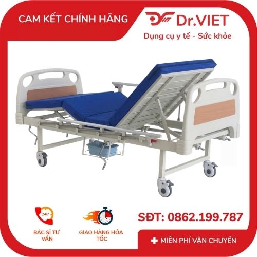 Alternative view of GIƯỜNG Y TẾ 3 TAY QUAY CÓ BÔ VỆ SINH GBM-094A