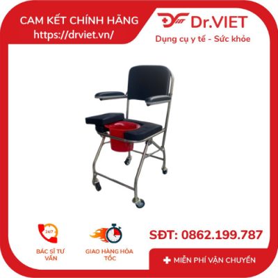 Ghế bô vệ sinh mặt nệm có bánh xe