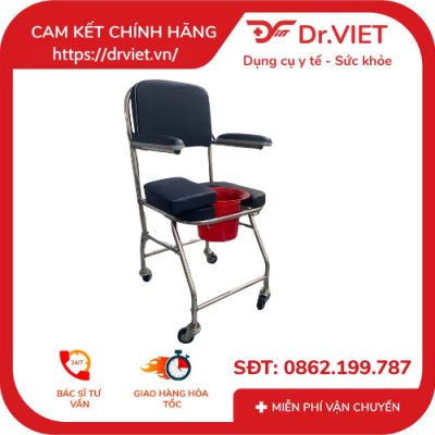 Ghế bô vệ sinh mặt nệm có bánh xe