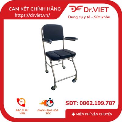 Ghế bô vệ sinh mặt nệm có bánh xe