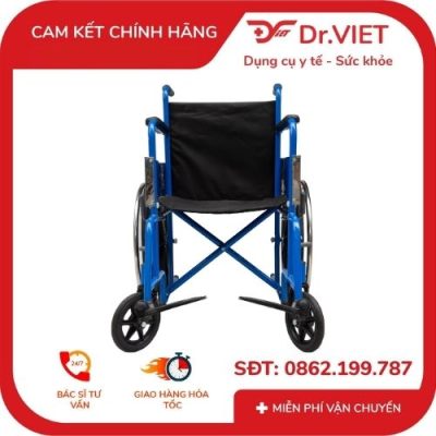 Xe lăn tay sắt STD PKLN01 + Gấp gọn, khung sơn tĩnh điện, bánh đặc, nệm simili, 100x67x95cm