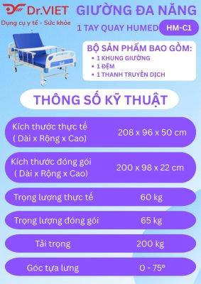 Giường cơ đa năng một tay quay Humed HM-C1