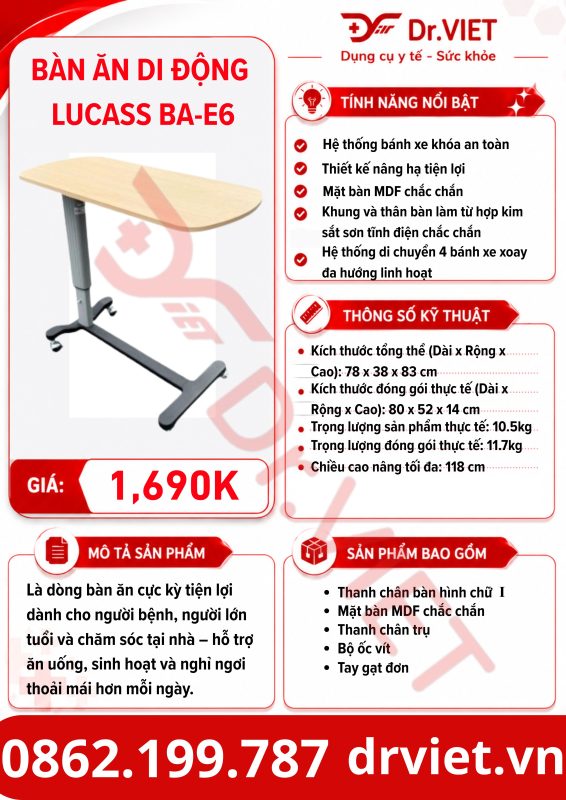 Bàn Ăn Di Động LUCASS BA-E6